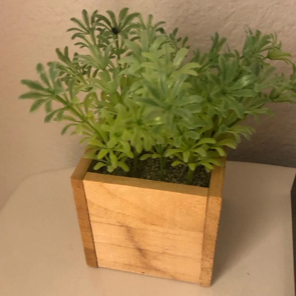 Relax Refresh Faux Lavender in Wooden Planter - Green